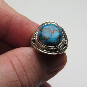 *925 Sterling Silver copper Turquoise Ring